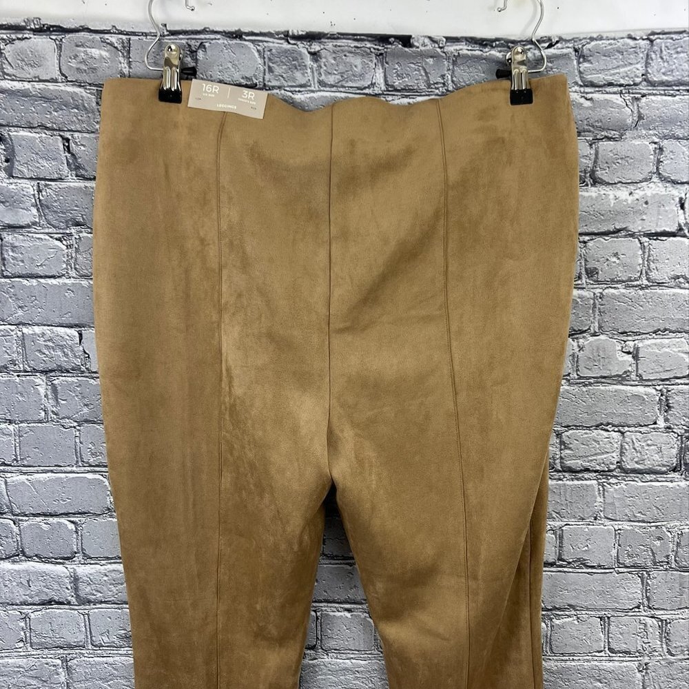Chico's Vegan Suede Legging Pant Basic Dusty Cedar 3R 16R NWT - Picture 8 of 8
